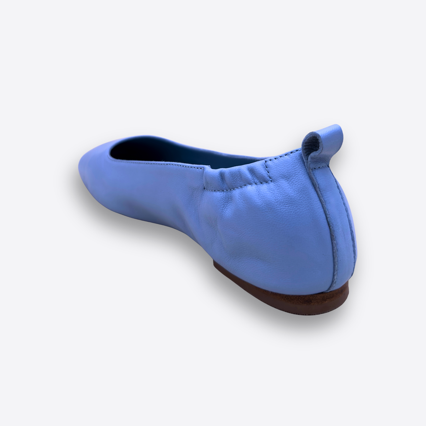 Ballerine cuir bleu ciel talon souple ajustement parfait