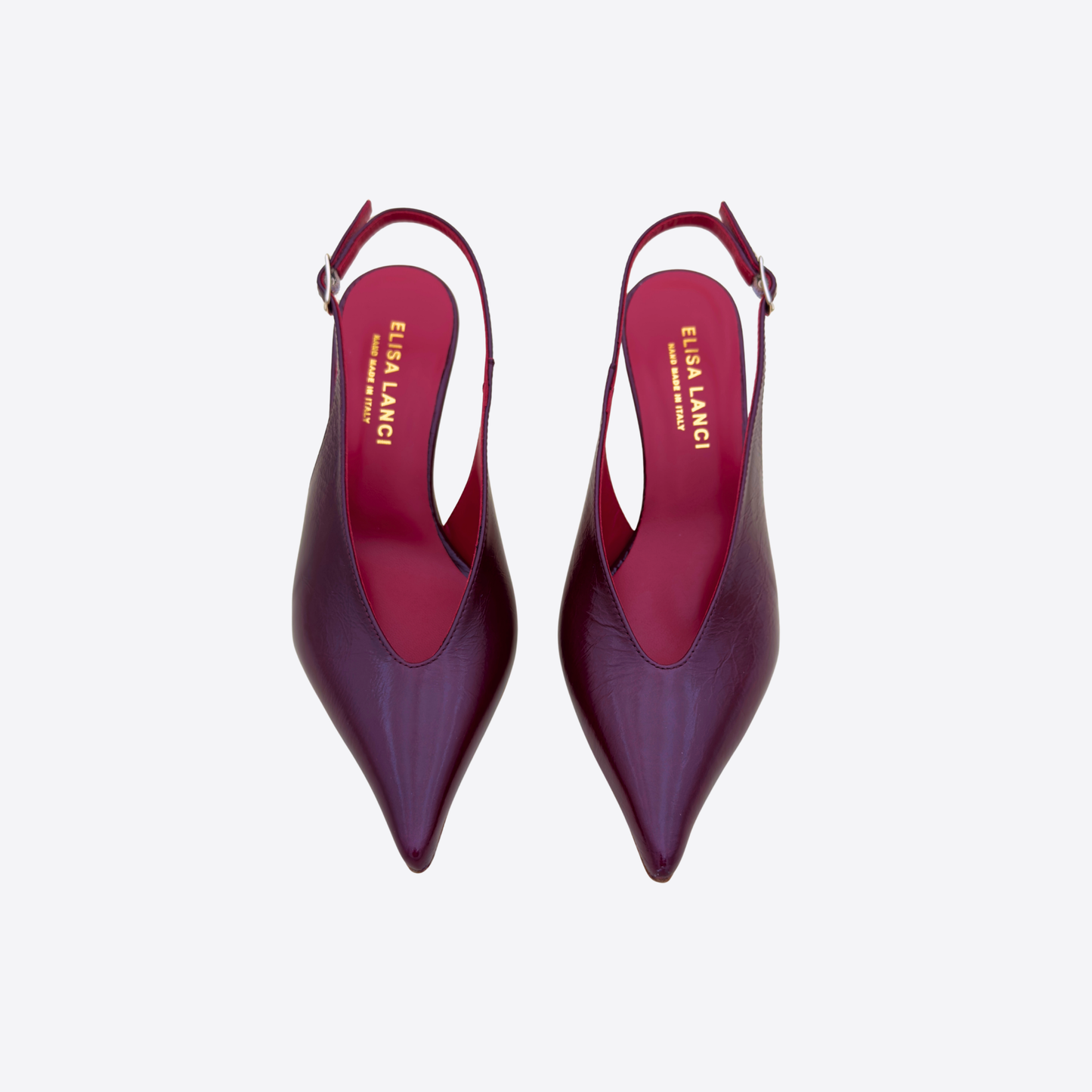 Escarpins bordeaux vue dessus forme pointue et ouverture élégante pied