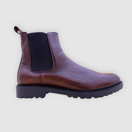 boots chelsea homme cuir marron profil semelle épaisse style élégant