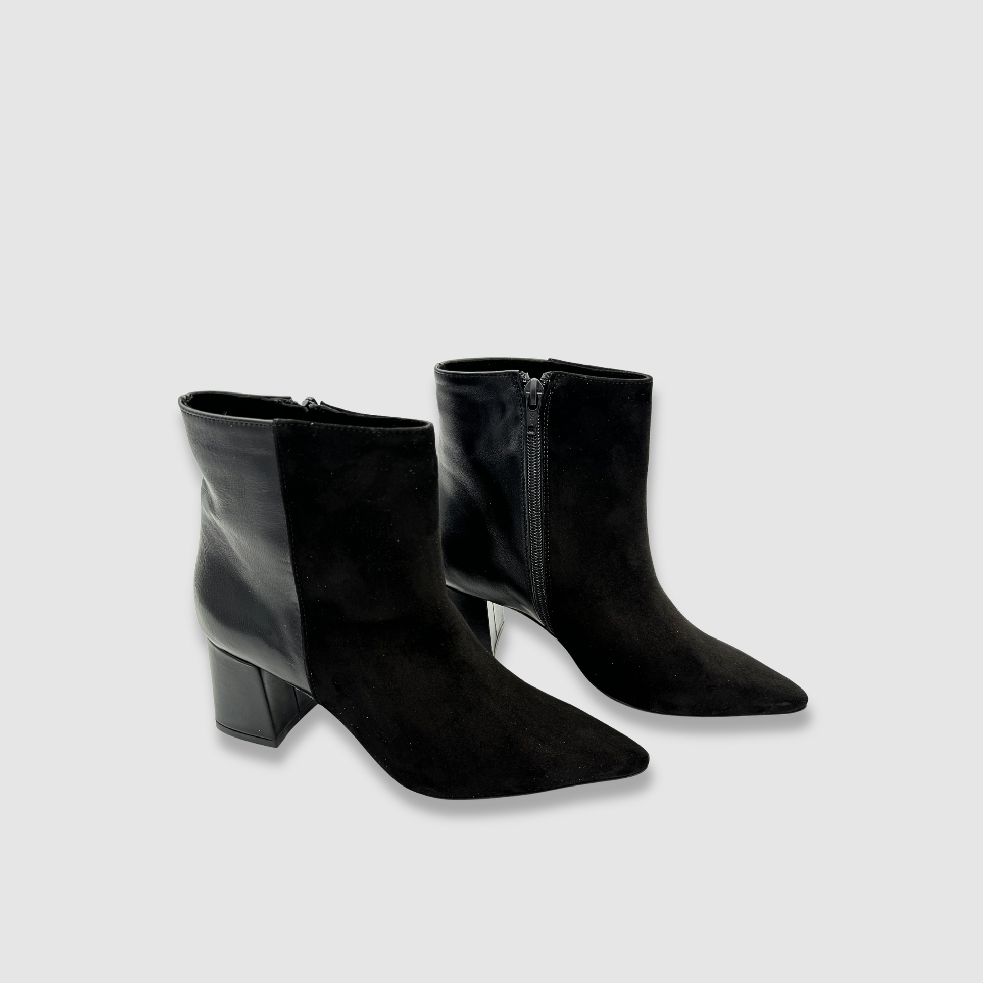 Bottines noires talon bloc profil silhouette