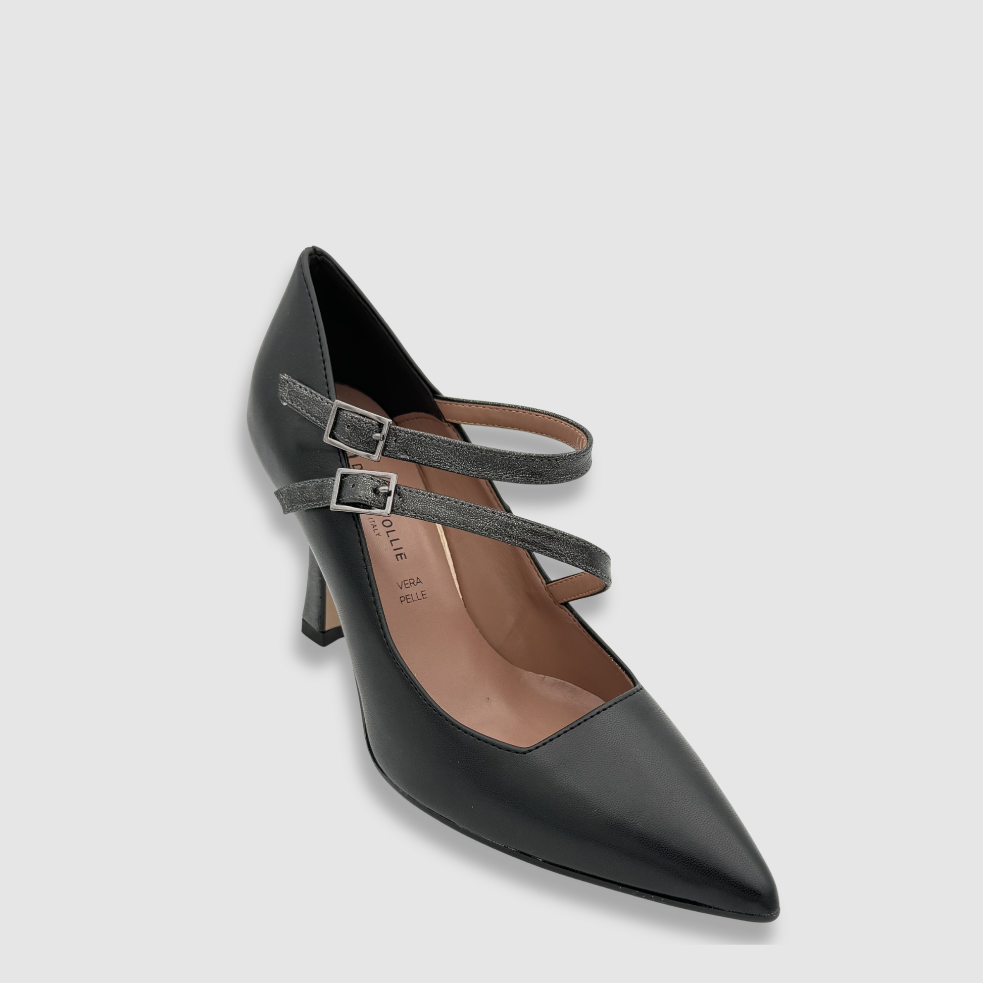 Escarpins noirs femme cuir fait main détail des brides et finition