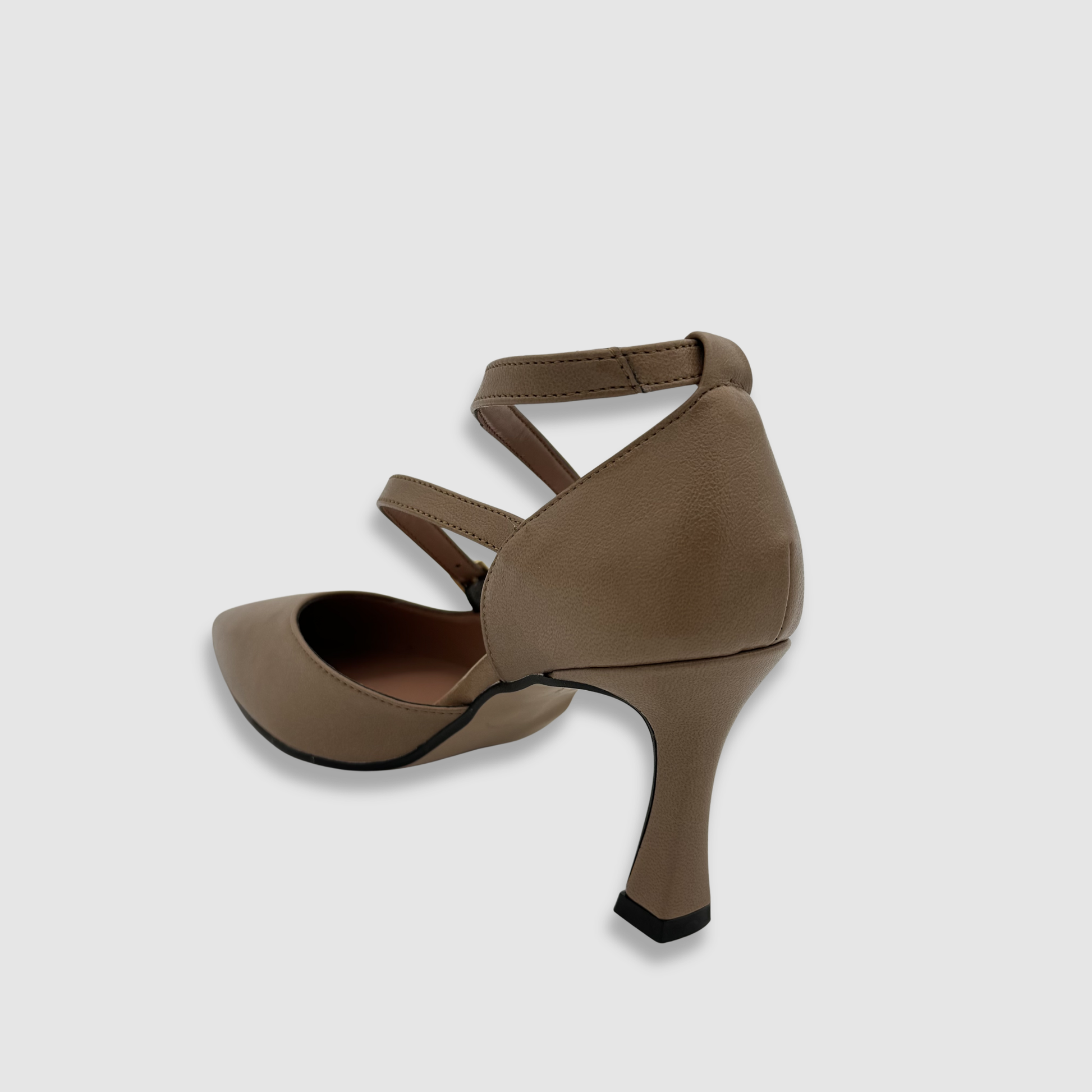 Escarpins taupe cuir fait main vue arrière finition artisanale talon