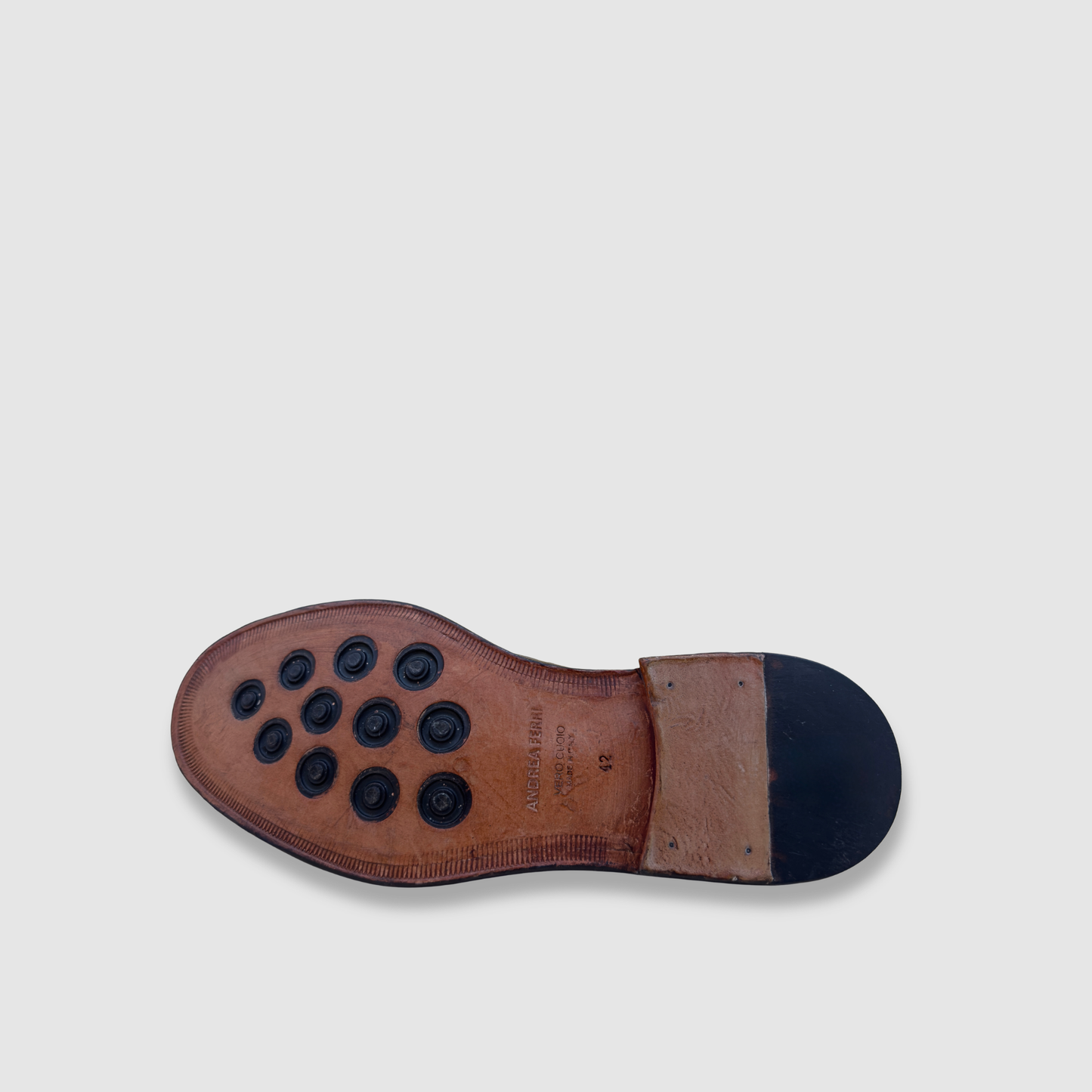 Semelle cuir vero cuoio avec inserts caoutchouc mocassin homme fabrication italienne